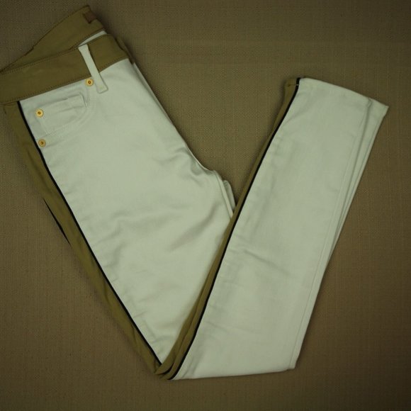 7 For All Mankind Denim - 7 For All Mankind Skinny Jeans Women's Size 27 Faux Suede Trim White Denim